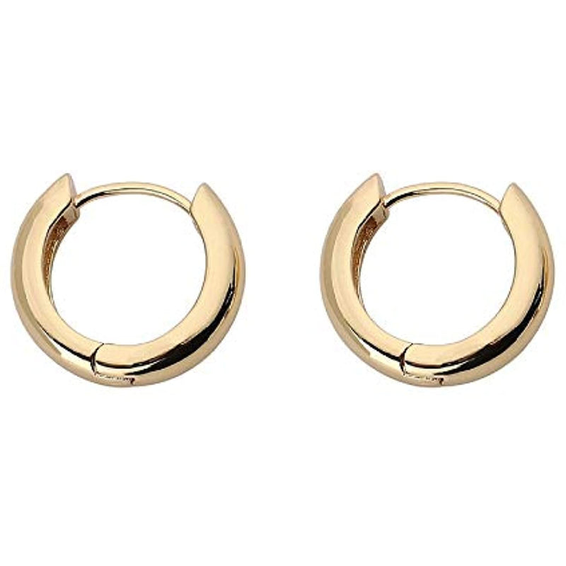 Gold Flower Hoop Earrings, 14K Yellow Gold Small Hoops Petal Design