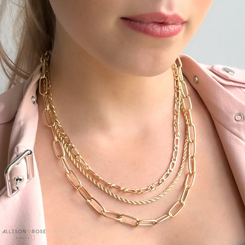 Gold Layer Necklace, Layering Necklaces for Women, Gold Strand Necklace 